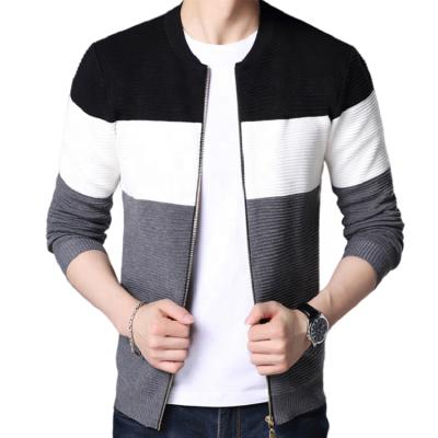 China Wholesale Price Autumn New Arrival Crew Neck Long Sleeve Stripe Men's Anti-pilling Coat for sale