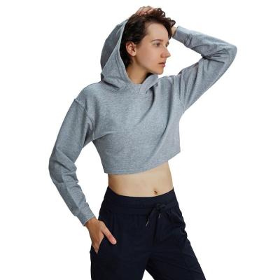 China Fashion Outdoor Running Women's Fitness Crop Top Female Hoodie QUICK DRY Long Sleeve Cotton Workout Hoodies And Sweatshirts for sale