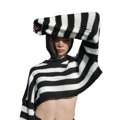 China Retro Sustainable Fashion Women's Stripe Short Set Shirts Plus Sizeshorts Set Loose Tracksuit Women's Colorblock Sweaters for sale