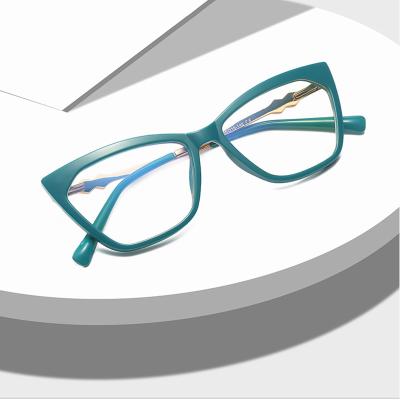 China Fashionable Brand Computer Cat Eye Metal Anti Blue Light Glasses Frames Monocle Optical Frame for sale