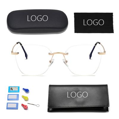 China Cheap wholesale fashionable anti blue light computer optical frames prices rimless blue blocking glasses for sale