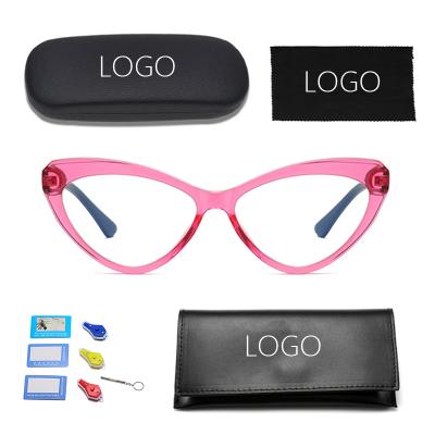 China Fashionable Cat Eye Glasses Anti Blue Light Cp Frames For Glasses Plastic Lenses for sale