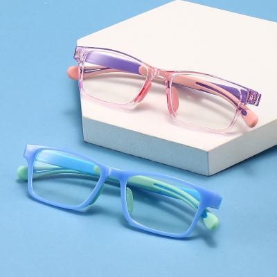 China Fashionable Square Children Computer Eyewear Optical Frames Tr90 Kids Glasses Blue Light Anti Blocking Glasses for sale