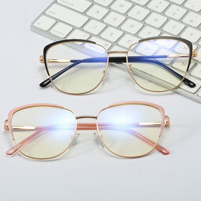 China Fashionable Half Frame Optical Glasses Eyewear Glasses Blue Lightweight Anti Blocking Metal For Adults for sale