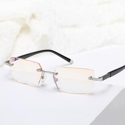 China Wholesale Vintage Thin Optical Frame Rimless Blue Light Anti Blocking Mens Reading Glasses for sale