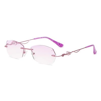 China Wholesale Fashion Thin Rimless Women Anti Rose Blue Light Reading Glasses for sale