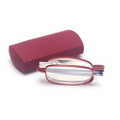 China Mini Reading Glasses With Case Retractable Metal Folding Reading Glass Foldable Adjustable Reading Glass for sale