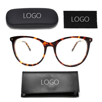 China Newest Trendy Cat Eye Oversized Leopard Optical Glasses Frame Acetate Lenses for sale