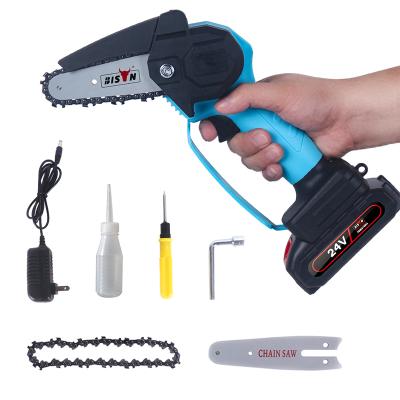 China BISON 18v 20v 24v Lithium Battery Anti-skid Rechargeable Portable Electric Chainsaw Small Cordless Pocket Mini 4 Inch Power Hand Chain Saw for sale