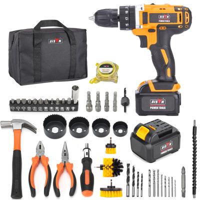 China Househeld BISON 24v Drill 18v Home Hardware Tools Electric Drill Machine Tool Set Industrial Cordless Kit for sale