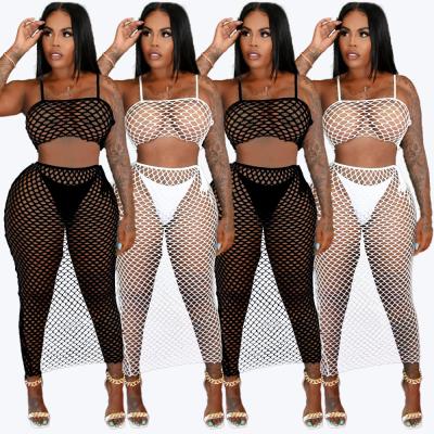 China 20210 Hot 2 Pcs Spandex / Polyester Hollow Out Netting Dress Lingerie Set Sexy Women for sale