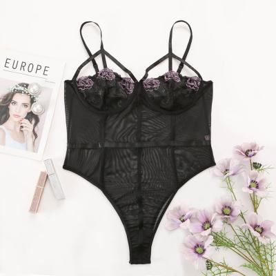 China Sexy lingerie mature woman embroidery rose size exotic sheer mature women lace lingerie set sexy lingerie for sale