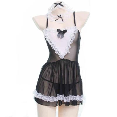 China 2021 hot sale t polyester lace babydoll lace maiden dress pajamas uniform hot sexy lingerie for sale