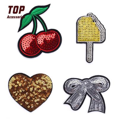 China Handmade Chinese Wind Heat Press Sequin Designs Custom Embroidery Patch for sale