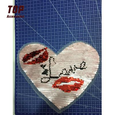 China Handmade Low Minimum Quantity Custom Reversible Sequin Appliques Patch for sale