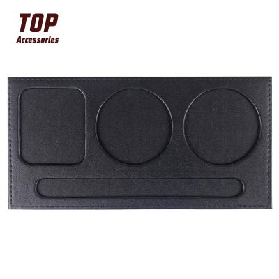 China Factory Price Leather Stocked Three-hole Cup Holder Custom Logo For Place Mat Tea Tray for sale