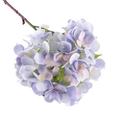 China 60068 Realistic Wholesale Real Touch Hydrangea Long Stem Hydrangeas Flowers Artificial Fake Blue Blue Decorative Flowers for sale