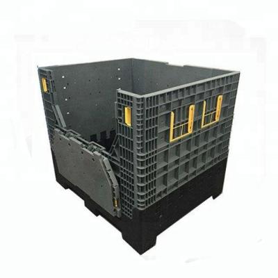 China Auto Parts Storage 2 Drop Doors Plastic Bulk Bulk Bins Big Collapsible Steel Industrial Container for sale