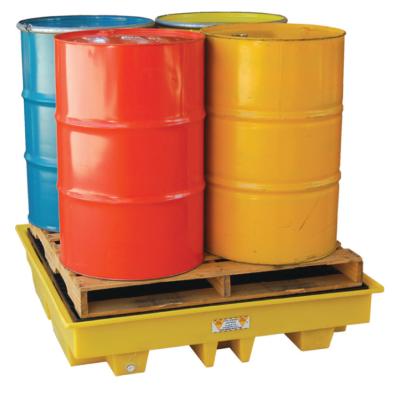 China Suitable For Cheap Oil Drum Polyethylene Ibc Spill Pallet 4 Drum With Yellow Chassis For Sale for sale