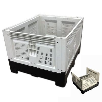 China Pallet Boxes For Sale Large Hot Apple Vented Collapsible Vegetable Container Bins Foldable Plastic Pallet Box for sale