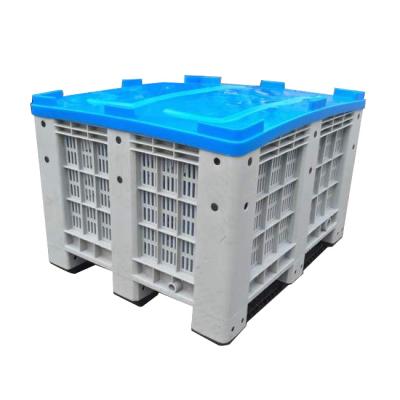 China Stackable plastic transport 1200x1000x760mm logistic box in blue color with 600L for sale