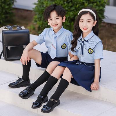 China Children suits new school uniforms factory fashion models children's student uniforms short sleeve shirts school direct students for sale for sale