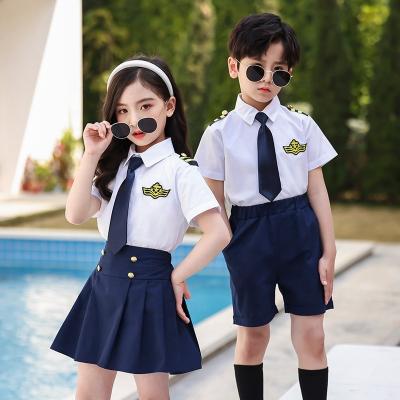 China Children suits school uniforms models school uniforms 2023 new style student primary and secondary school uniform fashionable customized short-sleeved shirts for sale