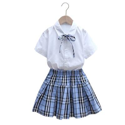 China Children Suits School Uniform Designs School Uniforms Wholesale Customized Solid Short Sleeve Primary And Secondary School Uniform Student Shirts Striped Girls Skirt for sale