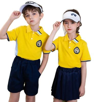 China Kids Suits School Uniforms Patterns Summer Cute Kindergarten Fabrics Children Cotton Primary Secondary School Blue White T-shirt Uniform Designs Kindergarten Uniforms 'children for sale