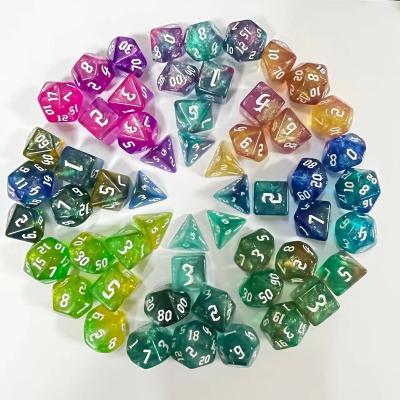 China DND Games Customized Edge Polyhedral Translucent Resin Dies, Suitable for DND Dragon and Dungeon Role Playing Games, D&D Die Set for sale