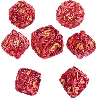 China DND Games Digs Polyhedron Metal Red Dies Pioneer Game D&D DND Metal Dice Set for Dragon and Dungeon RPG MTG Tabletop for sale