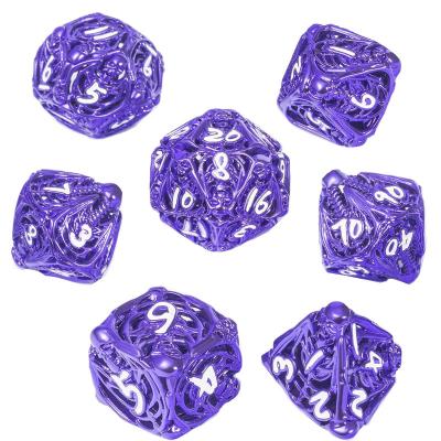 China DND Games 2022 New Purple Hollowed Polyhedron Metal Dies Pioneer Game D&D DND Metal Dies Set for Dragon and Dungeon RPG MTG table for sale