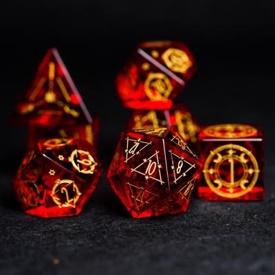 China DND Games Customized Manual Red Gem Dice Set Fits Dragon And Dungeon Games MTG DND for sale