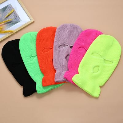 China COMMON Wholesale Custom Logo Printed Knit Full Face Cover 3 Hole Balaclava Facemask Ski Mask for sale