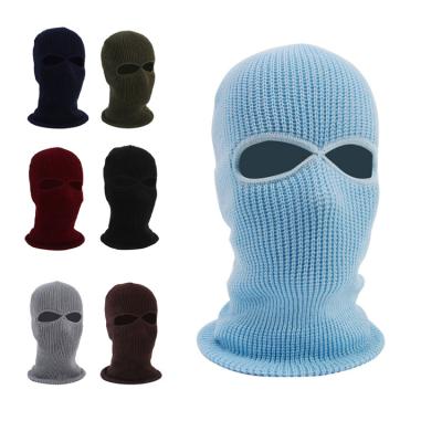 China Low Outdoor Moq COMMON Winter Keep Face Balaclava 3 Holes Ski Mask Embroidery Face Cover Knitted Warm Sports for sale