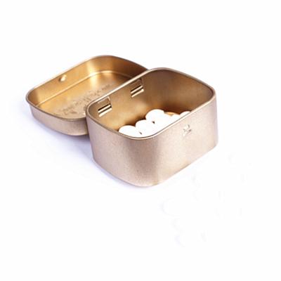 China Food Factory Price Best Selling Brass Color And Pink Mini Small Medicine Tin Box Can for sale