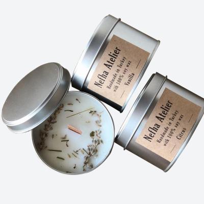 China Gift & Cheap Price Custom Craft Small Round Scented Candle Tin Jar Containers Candies Boxes Empty Metal Travel Tins With Lid for sale