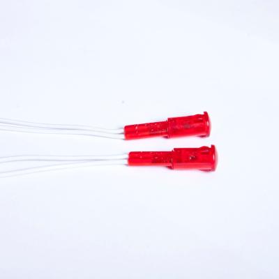 China Glass 12 Mm Indicator Lights Neon Red Color With Resistance PVC Crimped Cable for sale