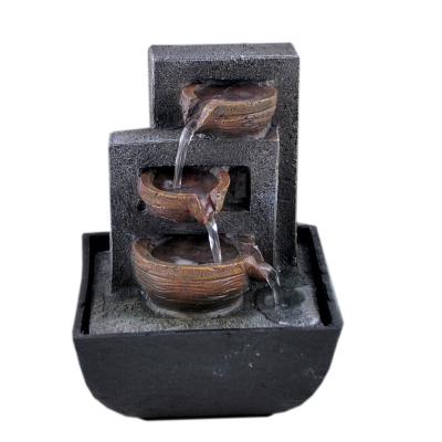 China Indoor Home Decoration China Resin In Bronze Color Pots On The Wall Water Fountain With Led for sale