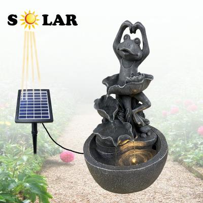 China China Feature Resin Frog Rabbit Outdoor Decorative Garden Solar Water Fountain With LED for sale