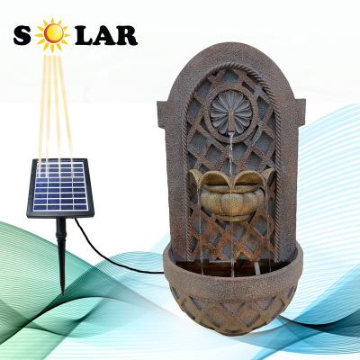 China China Feature Resin Outdoor Decorative Modern Wall Garden Solar Water Fountain With LED for sale