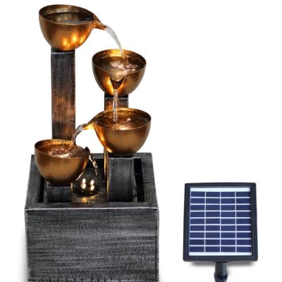 China Outdoor Feature China Metal Bowl Decorative Solar Water Fountain Pump With Battery Holder for sale