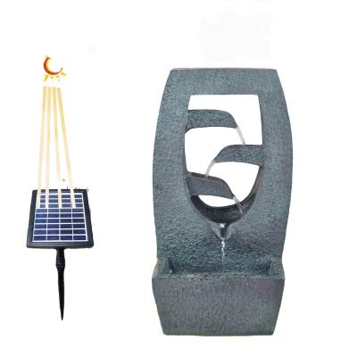 China China Outdoor Decorative Modern Resin Garden Feature Solar Water Fountain With LED for sale