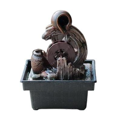 China Good China Selling Resin Craft In Tabletop Mini Wheel Plastic Base Fountain Battery Operated for sale