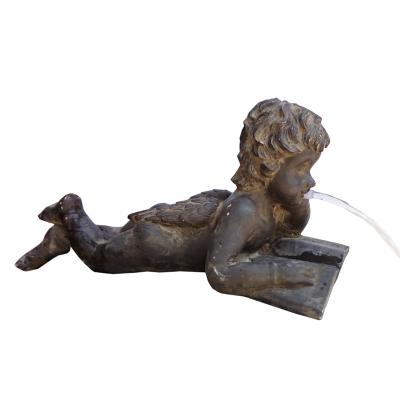 China Resin Craft Outdoor Spitter Pond Feature China Water Angel Antique Lie On Floor Reading for sale