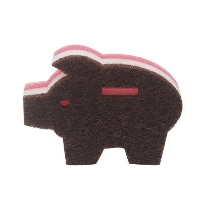 China Sustainable Custom Animal Shape Natural Composite Sponge For Kitchen Cleaning for sale