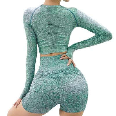 China Suitable& Breathable Women Long Sleeves Yoga Breathable Equipments Suits Fitness Set for sale