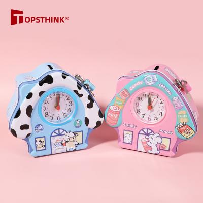 China Custom Pink Blue Bedroom Alarm Clock TOPSTHINK Bedroom Alarm Scares Rabbit Big Kids Clock Piggy Bank Piggy Bank Coin Bank for sale