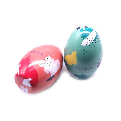 China TOPSTHINK Recycled Materials Candy Christmas Color Gift Egg Shaped Can Tin Metal Tinplate Packing Boxes Cute for sale