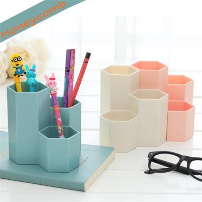 China TOPSTHINK Durable Honeycomb Blocks Pencil Holder 3 Slot Multifunctional ABS Pen Holder for sale